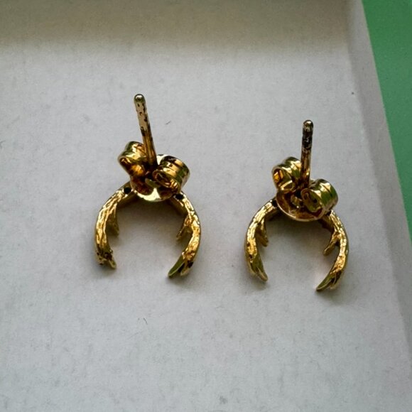 NWT, Jeweled 14K Gold-Plated Antler Stud Earrings with Cubic Zirconia, Gold - Picture 13 of 15